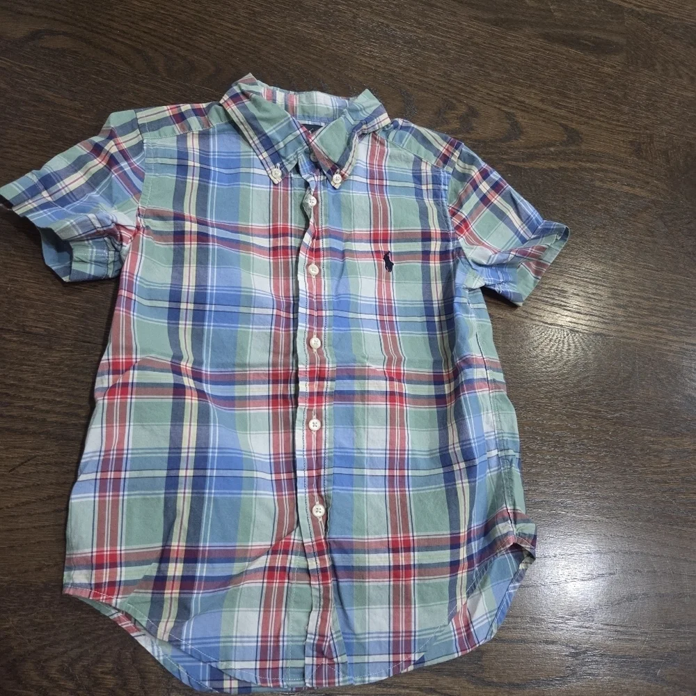 Ralph Lauren Plaid Short Sleeve Button Down Shirt Sz.4T
